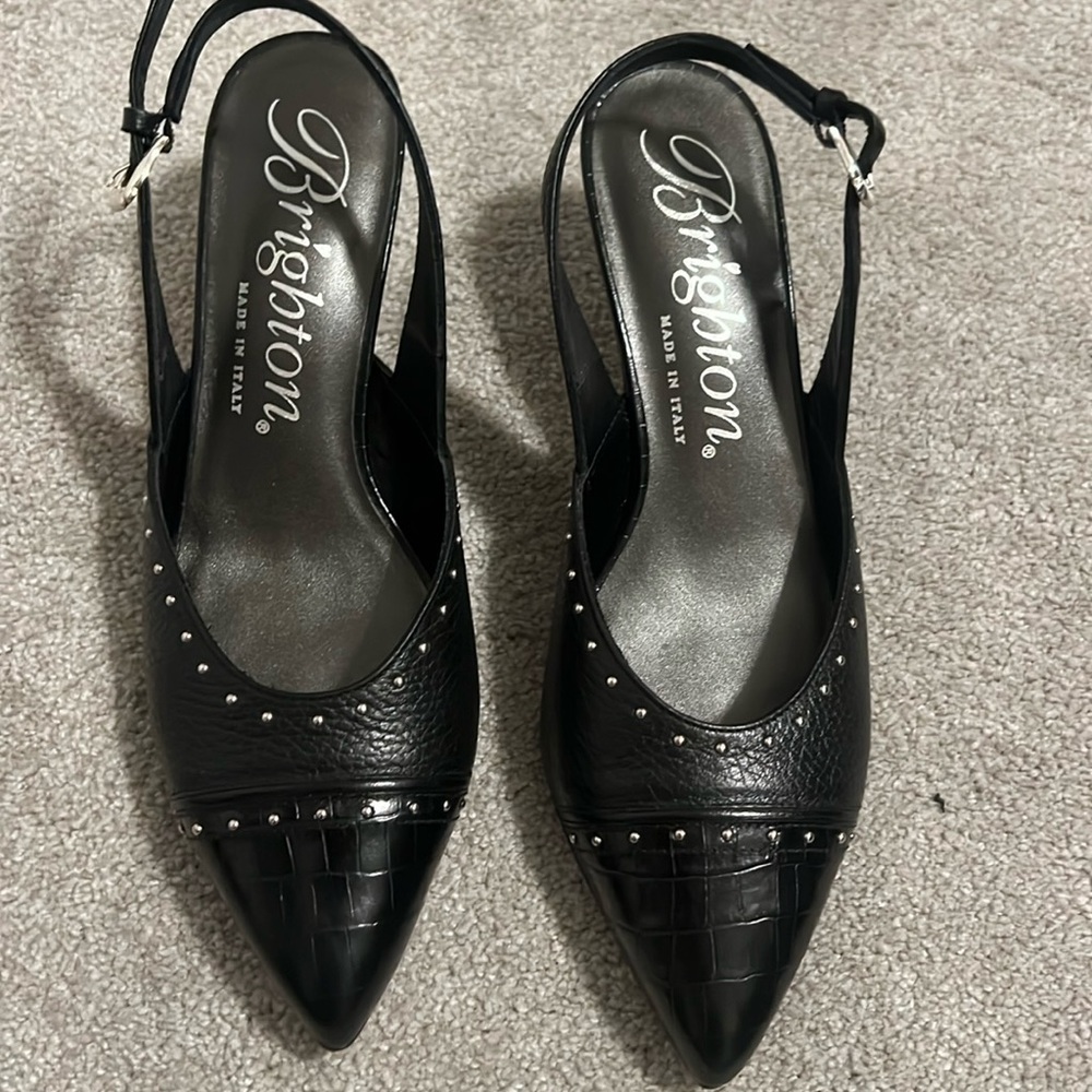 Women’s Brighton FRIEZE Black Leather Dress Shoes Size 7.5
